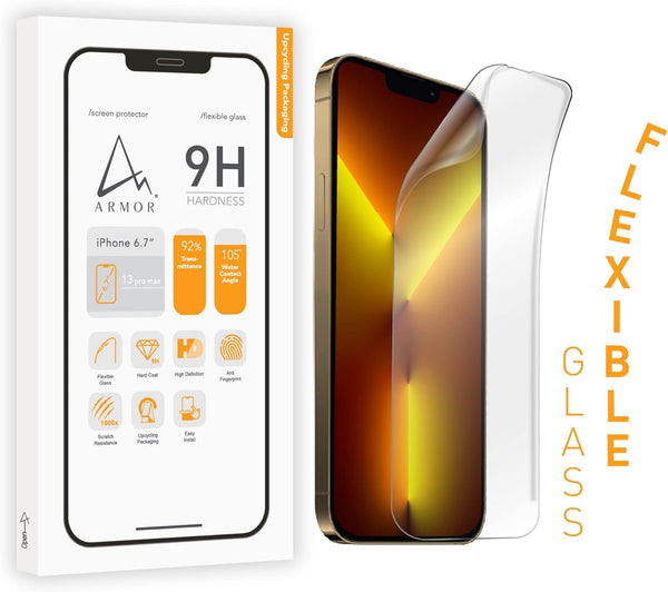 ARMOR Flexible Glass Screen Protector for iPhone 13 Pro Max, 9H HD Protection