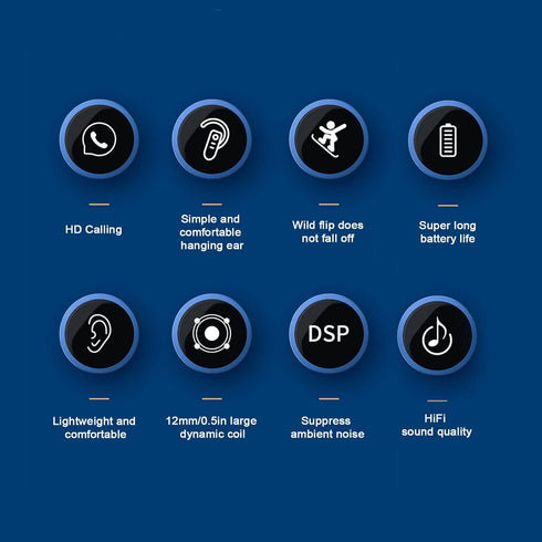 ASHATA Bluetooth Earpiece, BT5.2 Wireless Handsfree Headset, 240mAh Battery, IPX5 Waterproof, 180 Degree Rotating Ear