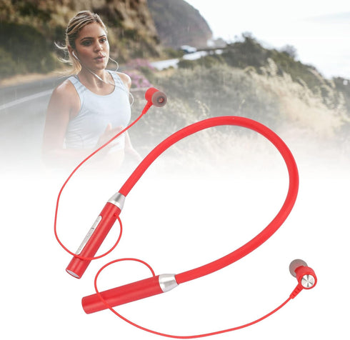 Shop BT 5.2 Neckband Earbuds: Wireless Magnetic Headphones, IPX5 Waterproof, Ergonomic Bass Sports Earphones (Red).