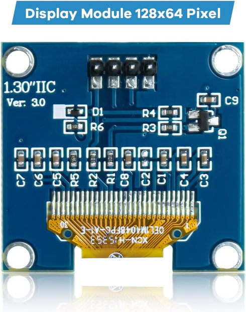Hosyond 5 1.3 Inch I2C 128x64 SH1106 Pcs IIC OLED Display Module Pixel Screen Module Compatible with Arduino/Raspberry