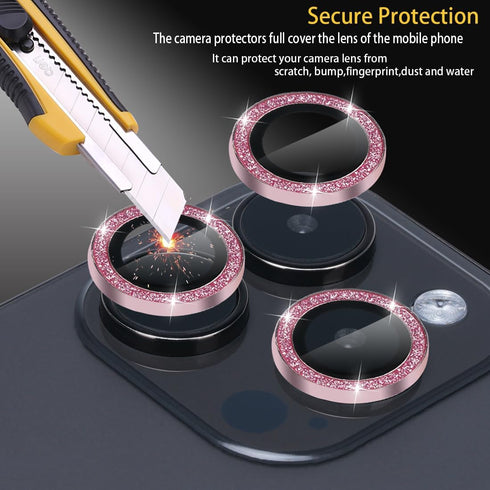 Camera Lens Protector for iPhone 15 Pro & Pro Max, Tempered Glass Lens Protector with Aluminum Alloy Ring