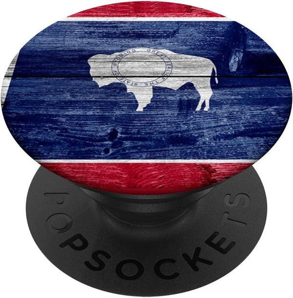 Wyoming Flag Vintage PopSocket PopGrip: Swappable Grip for Tablets & Phones