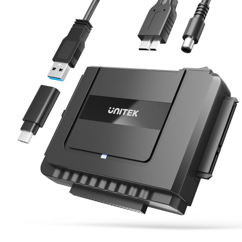 Unitek USB C to SATA IDE Adapter, External Hard Drive Converter Kit for 2.5/3.5 inch HDD/SSD, with USB A Connector