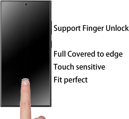 2 Pack Anti-Spy Matte Tempered Glass Screen Protector for Samsung Galaxy S24 Ultra 6.8" - Anti-glare, Finger Unlock