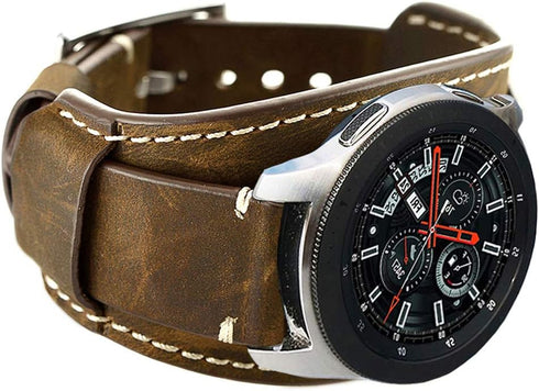 Compatible with Samsung Galaxy Watch 46mm/Galaxy Watch 3 45mm/Gear S3 Frontier/Classic, 22mm Genuine Leather Cuff Strap