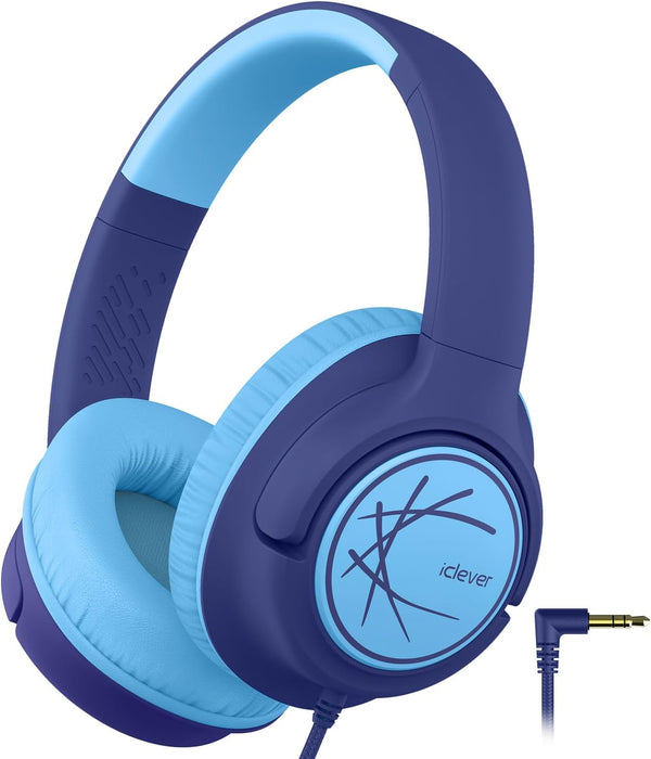 iClever Kids Headphones with Cord, 85dBA Safe Volume Wired Headphones, Over Ear for School, Boys, Girls, Travel