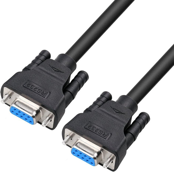 DTech 5 Feet DB9 RS232 Serial Cable Female to Female Null Modem Cord, Full Handshaking 7 Wire Crossover for Data