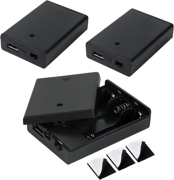 WYTUDTE 3 AA Battery Holder, 3 Pack Portable USB Battery Pack4.5-5V USB Battery
