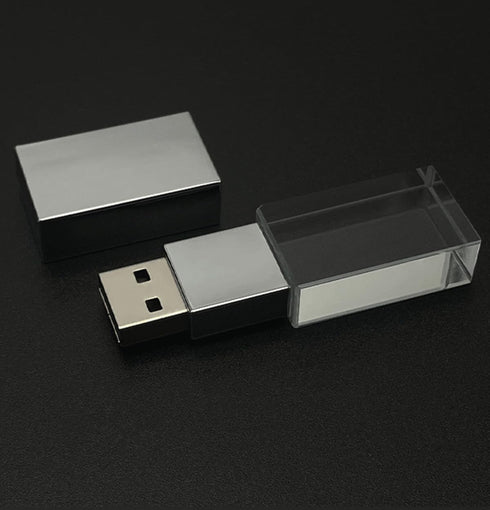 HOPAS New Crystal Transparent Rectangle Genuine USB Flash Drive Wedding Gift Pen Drive,Silver