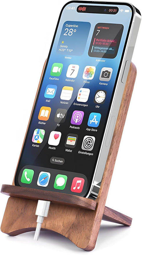 LUCKY BEAN Wood Phone Stand, Desktop Wooden Phone Holder, Portable Phone Stand for Desk,