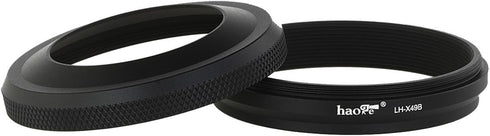 Haoge LH-X49B 2in1 All Metal Ultra-thin Lens Hood with Adapter Ring Set for Fuji Fujifilm FinePix X70 X100 X100S X100T X100F Camera Black Replaces Fujifilm LH-X100 AR-X100 LH-X70