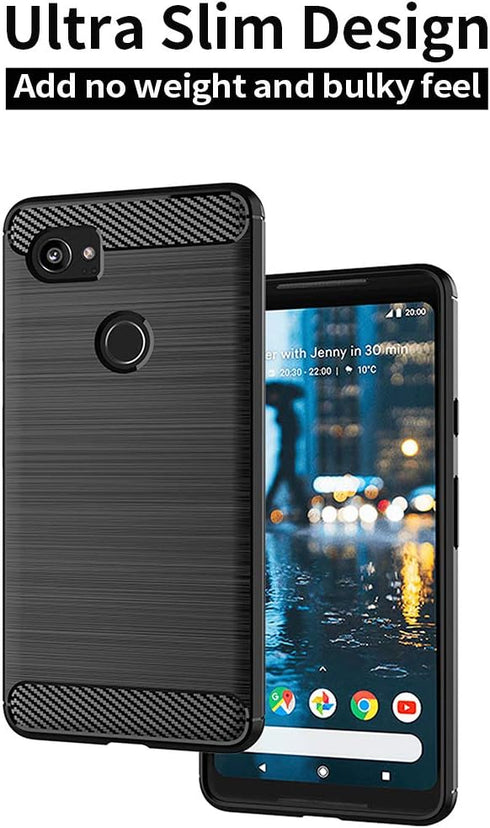 Slim Case for Google Pixel 2 XL, Thin Soft Flexible TPU Rubber Gel Skin, Anti-Scratch Shock Absorption, Brushed Black