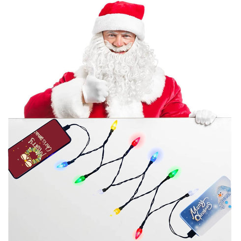 LED Christmas Lights Phone Charging Cable, USB Bulb Charger Holiday Gift, 50 inch 10 LED Multicolor Cord