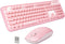 FOPETT Wireless Keyboard and Mouse Sets, Reliable 2.4 GHz Connectivity for PC, Laptop, Smart TV, Pink