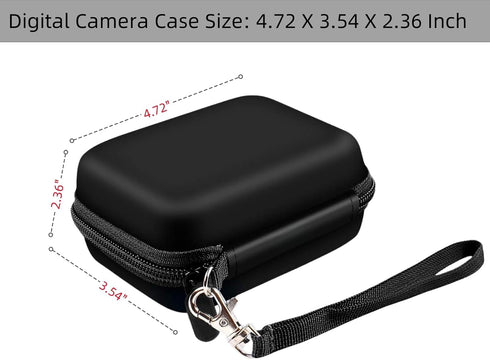 Digital Camera Case Compatible with Kodak PixPro/Canon PowerShot/Sony DSC, Hard Shell Protective Carrying Bag (Black)