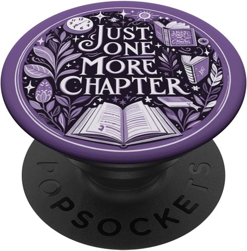 Just One More Chapter Bookish Botanical Purple PopSockets Standard PopGrip