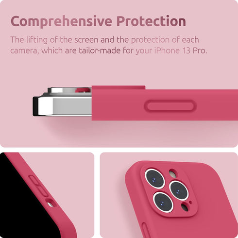 SURPHY Liquid Silicone Phone Case for iPhone 13 Pro with Screen Protector, Soft Microfiber Lining, 6.1 inch, Hibiscus