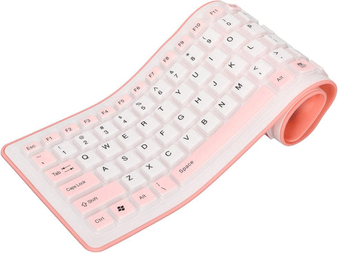 103 Keys Foldable Silicone Keyboard, Wired USB Silent Waterproof Rollup Keyboard for PC Laptops