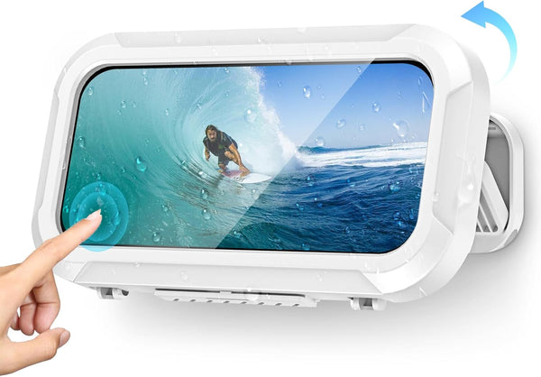 Shower Phone Holder Waterproof, 480° Rotating Adjustable Mount for 4-7" Phones, Fog-Proof Wall Phone Holder
