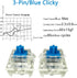 Gateron G Pro 3.0 Blue Switches for Mechanical Keyboard, 3-Pin 60gf Clicky/Pre-Lubed/Pin-enhanced Switches (36pcs, Blue)