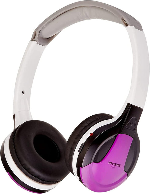 XO Vision IR630PR Universal IR Wireless Foldable Headphones - Purple, Bluetooth-Enabled, Lightweight for Car, Kids