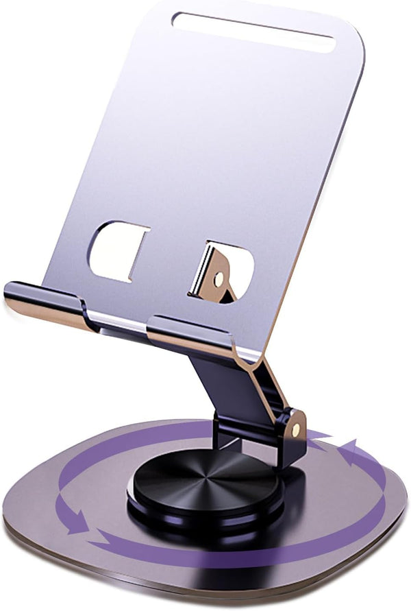 360° Rotating Phone Holder for Desk, Portable & Foldable Cell Phone Stand for Office & Kitchen, Adjustable Tablet Stand