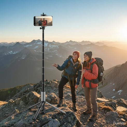 VistaGrip 63 10M Selfie Stick Tripod for iPhone/Android - Expandable Phone Tripod with Fill Light, Bluetooth Remote