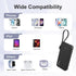 JUOVI 25w 10000mAh Pack 17/16/15 Portable Charger Power Bank with Built-in USB C Cable, Battery Charger Portable LED