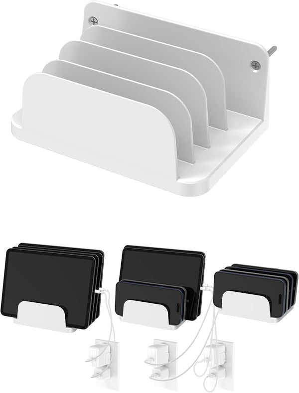 NOTMBESTM Wall Mount Phone Holder for Smartphones and Tablets, Phone Shelf with 4-Slot