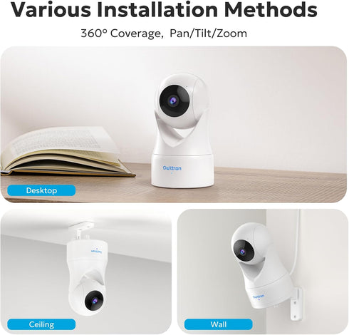 owltron Indoor Security Camera 2K, 360° Home Security Camera with Motion Detection and Night Vision