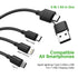 Multi 5 in 1 Universal USB Fast Charging Cable, 1.8M/6FT Nylon Braided Sync Charger Cord for Android/iPhone