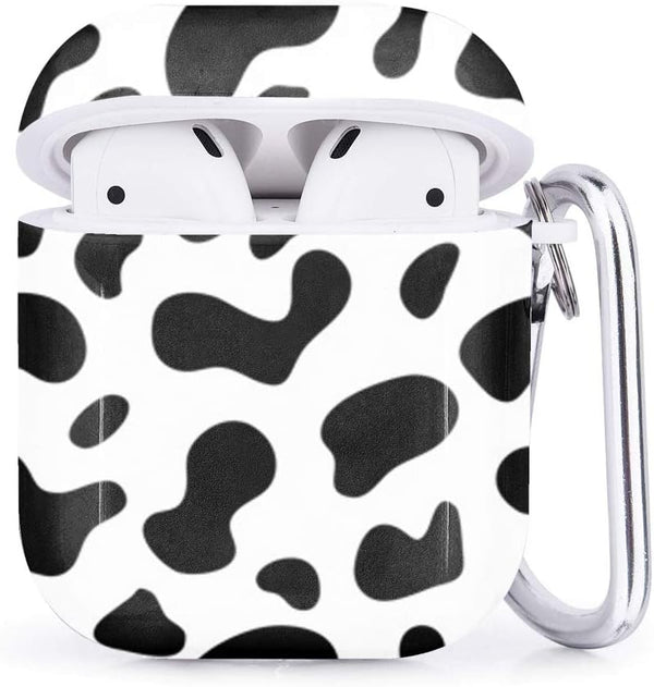 Compatible with Airpods 2 & 1 Shockproof TPU Gel Soft Case Cover with Carabiner Clip Keychain (Animal Print