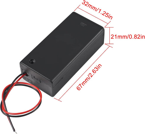 8pcs 9V Battery Holder with Switch, Storage Case Holder for 9V Battery with Cover