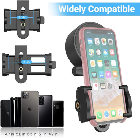 Adjustable Phone Scope Mount, Universal Telescope Adapter, Fits 4.2-7" Cell Phone for Binoculars, Monocular