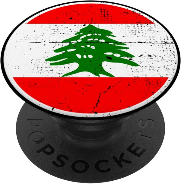 Lebanon Heartbeat Proud Lebanese Flag PopSockets Swappable PopGrip