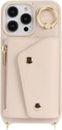 for iPhone 14 Pro Case with Card Holder and Strap, Zipper Pocket, Crossbody Lanyard Strap, Cute Phone Wallet Case