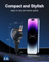 Retractable Car Charger 69W, 4 in 1 Fast Car Phone Charger, Retractable Cables and 2 USB Ports, Smaller Cigarette