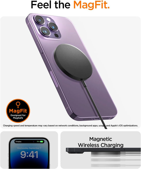 Spigen ArcField (MagFit) for MagSafe Magnetic Wireless Charger for iPhone 15 14 13 Pro Max Plus Mini 12 Pro Max Fast Wireless Charging Pad