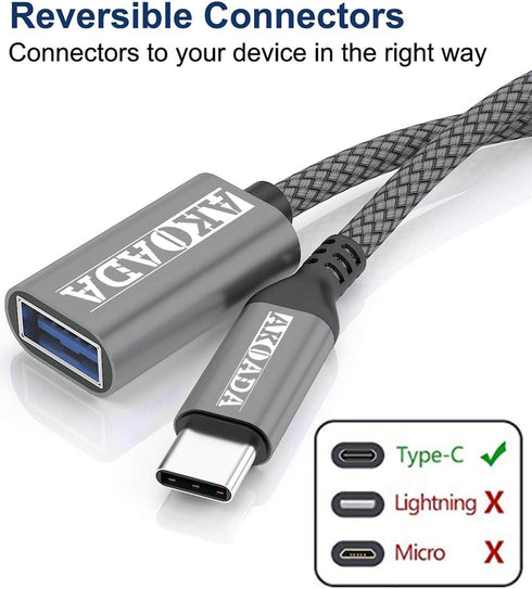 USB C to USB 3.0 Adapter (10ft), Type C Male to USB 3.0 Female OTG Cable for iPad Pro, Samsung Galaxy