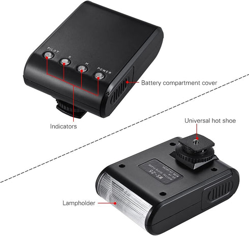 WS-25 Professional Mini Digital Slave Flash Speedlite On-Camera Flash with Universal Hot Shoe GN18 for Canon Nikon