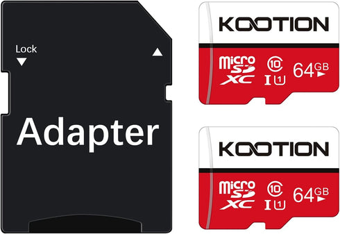 KOOTION 64GB Micro SD Card, 2 Pack, Micro SDXC Memory U1 Class 10 High Speed TF Flash Card