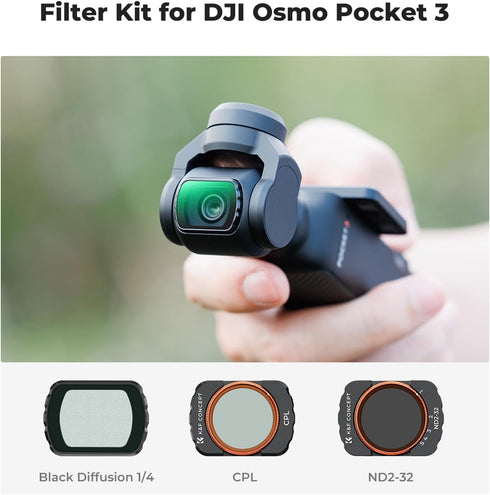 K&F Concept 3 Pack Magnetic Effect & ND & CPL Filter Set for DJI Osmo Pocket 3, HD Optical Glass/Multi-Coated, CPL