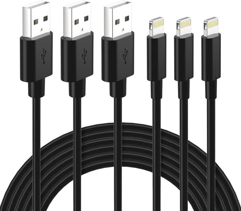Nikolable 6ft Lightning Cable 3-Pack, Certified iPhone Charger for iPhone 14, 13, 12, 11 Pro Max, iPad Pro & More, Black