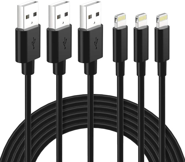 Nikolable 6ft Lightning Cable 3-Pack, Certified iPhone Charger for iPhone 14, 13, 12, 11 Pro Max, iPad Pro & More, Black