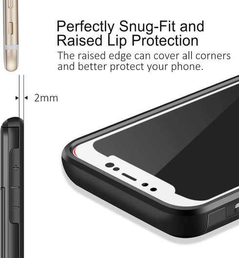 SAMONPOW iPhone X/XS Case Wallet Card Holder for iPhone 10, Heavy Duty Protection, Shockproof, Anti Scratch, Black
