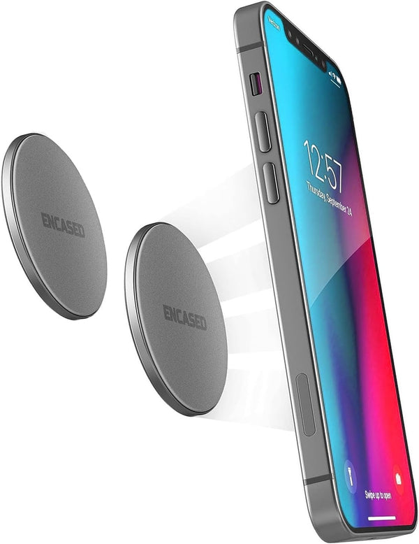 ENCASED Magnetic Mount-Anywhere iPhone Disks (2 Pack), Designed for MagSafe, Stick On Phone Holder for Car, Home,