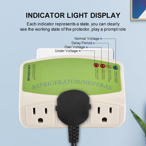 Refrigerator Surge Protector, CNAODUN Home Appliance 3 Outlet Power Surge Protector for PC/TV/Refrigerator