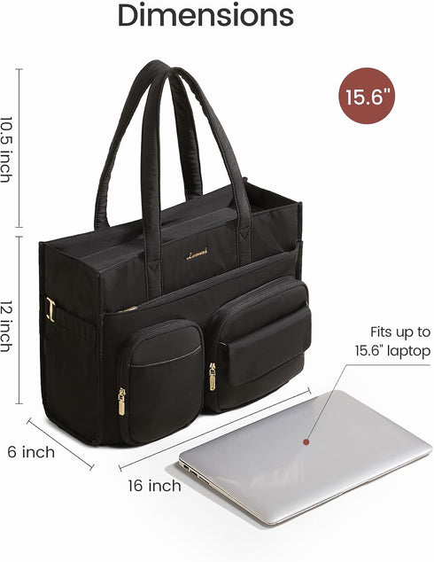 LOVEVOOK Teacher Tote Bag for Women,Multi-pocket Laptop Bag with Large Cup Holder,Nurse Bags Work Travel Computer
