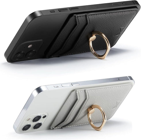 BIAJIYA RFID Leather Wallet Phone Card Holder, Adhesive Stick-on Case for Most Smartphones, for Women and Men