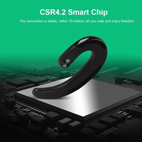 Wireless Bone Conduction Headset, Bluetooth 4.2 Ear-Hook Stereo Earphones with Mic for iPhone (Black)